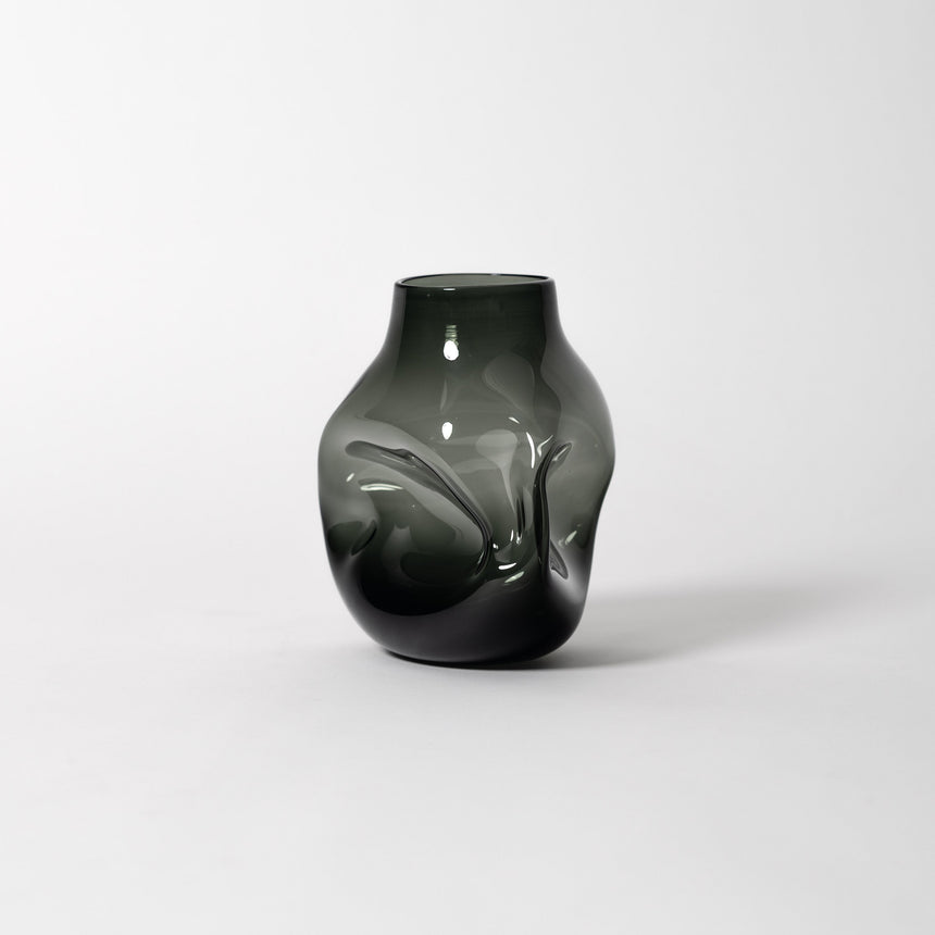 GoodBeast Design Bud Vase Smoke Grey / Natural Finish BOULDER Series Vases (5 Colours) Hand Blown Glass in Vancouver Canada