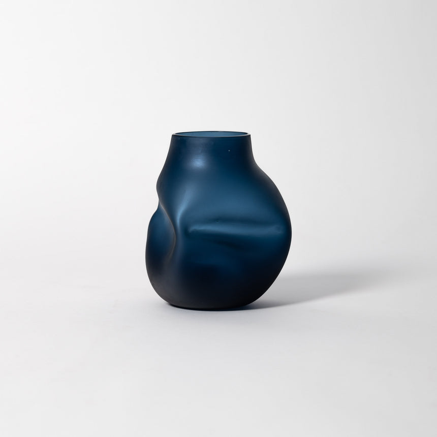 GoodBeast Design Bud Vase Steel Blue / Matte Finish BOULDER Series Vases (5 Colours) Hand Blown Glass in Vancouver Canada