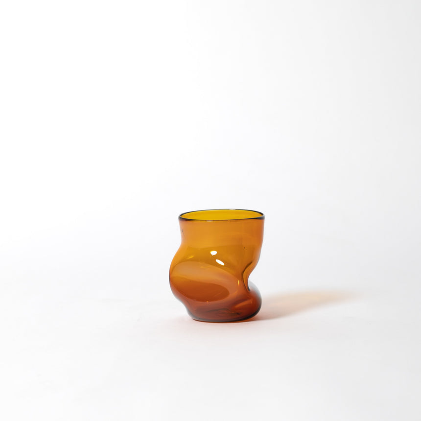 GoodBeast Design Glassware Amber Crushed Cup Hand Blown Glass in Vancouver Canada
