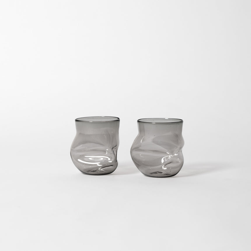 GoodBeast Design Glassware Light Grey Crushed Cups Hand Blown Glass in Vancouver Canada