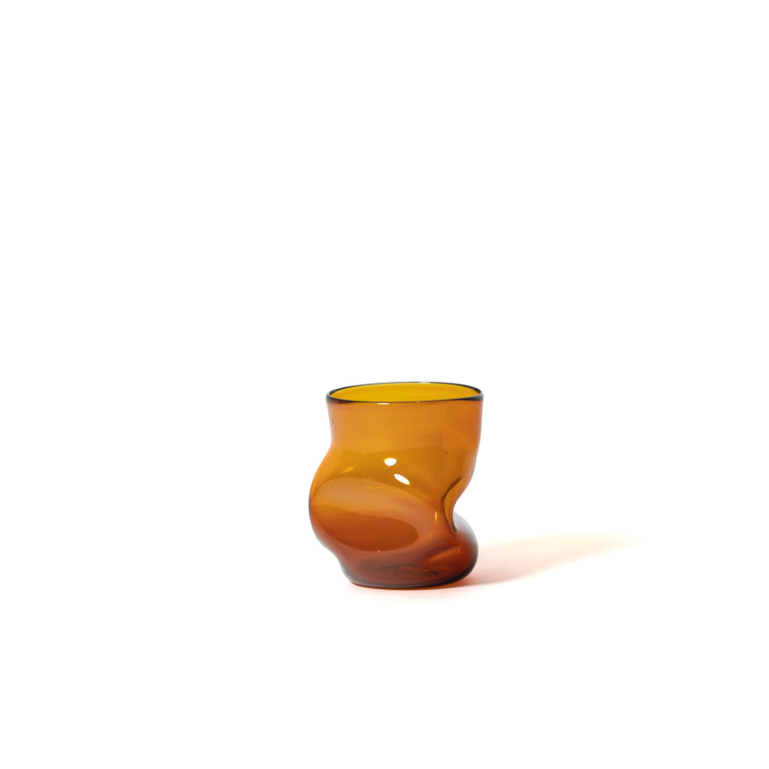 GoodBeast Design Glassware CRUSHED CUP Amber Hand Blown Glass in Vancouver Canada
