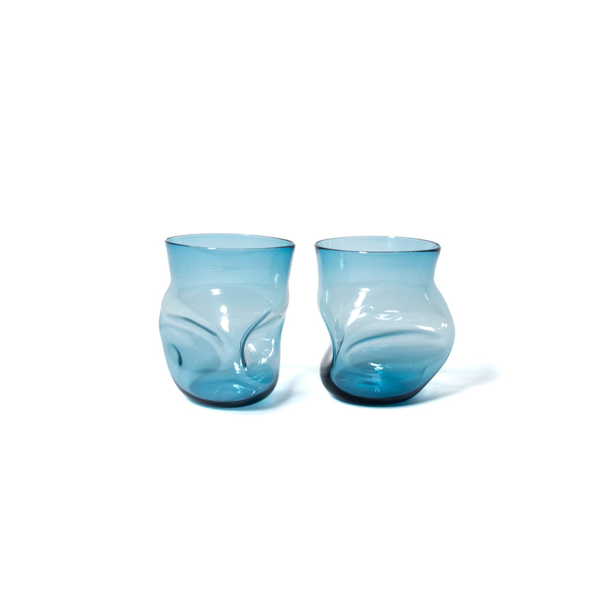 GoodBeast Design Glassware CRUSHED CUP Blue (New) Hand Blown Glass in Vancouver Canada
