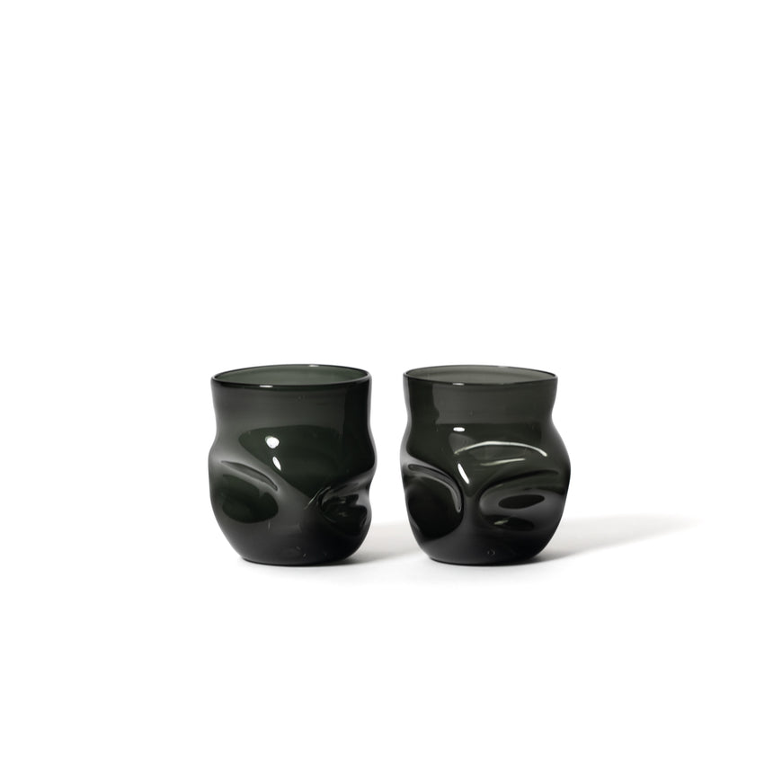 GoodBeast Design Glassware CRUSHED CUP Dark Grey Hand Blown Glass in Vancouver Canada