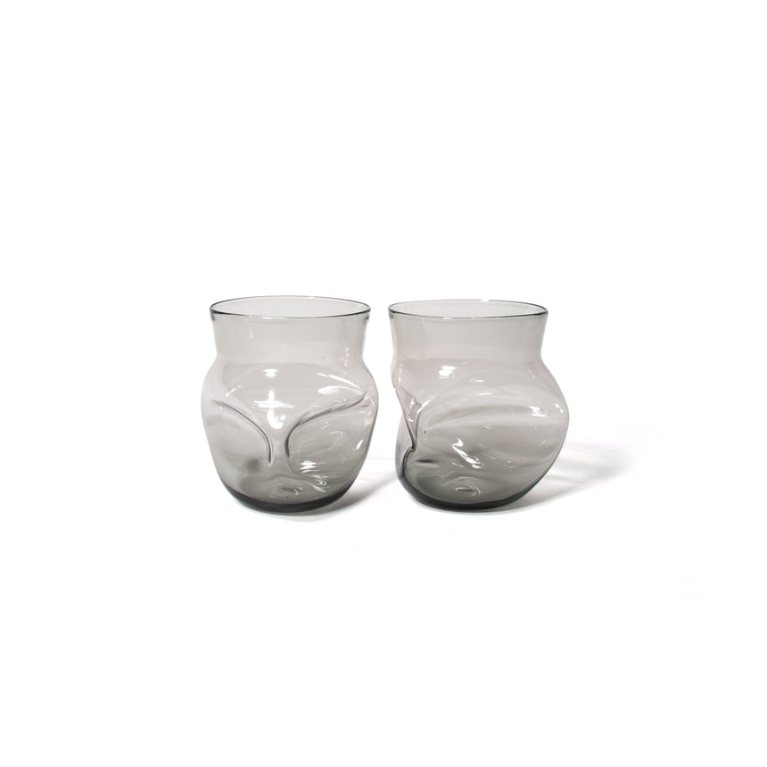 GoodBeast Design Glassware CRUSHED CUP Light Grey (New) Hand Blown Glass in Vancouver Canada