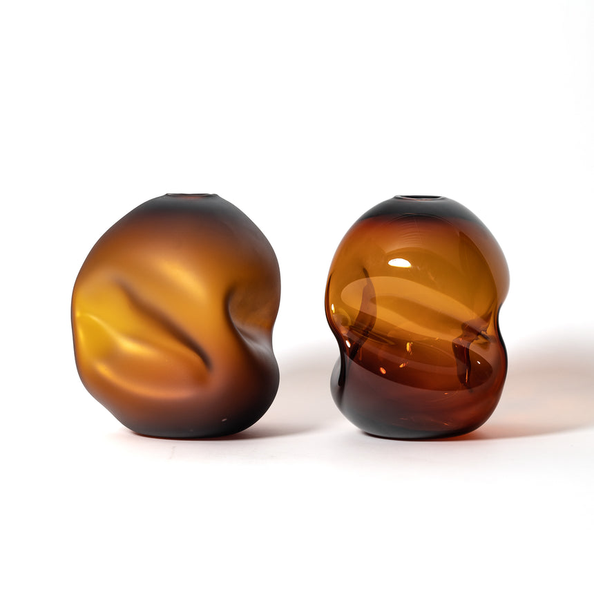 GoodBeast Design vase PEBBLE Amber Hand Blown Glass in Vancouver Canada