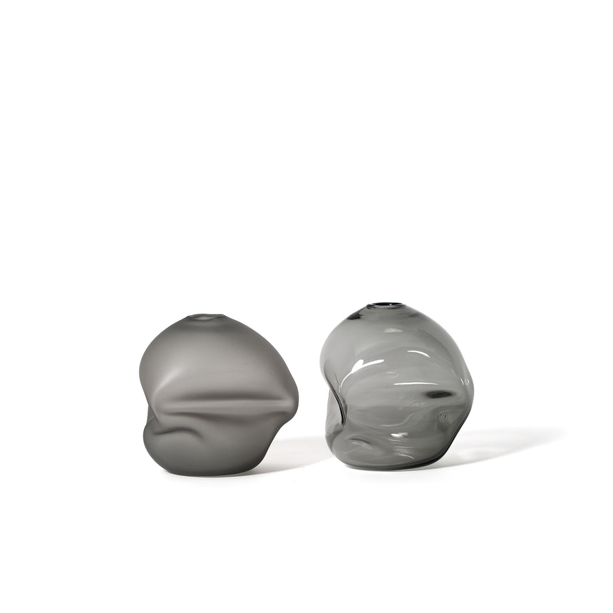 GoodBeast Design vase PEBBLE Grey Hand Blown Glass in Vancouver Canada