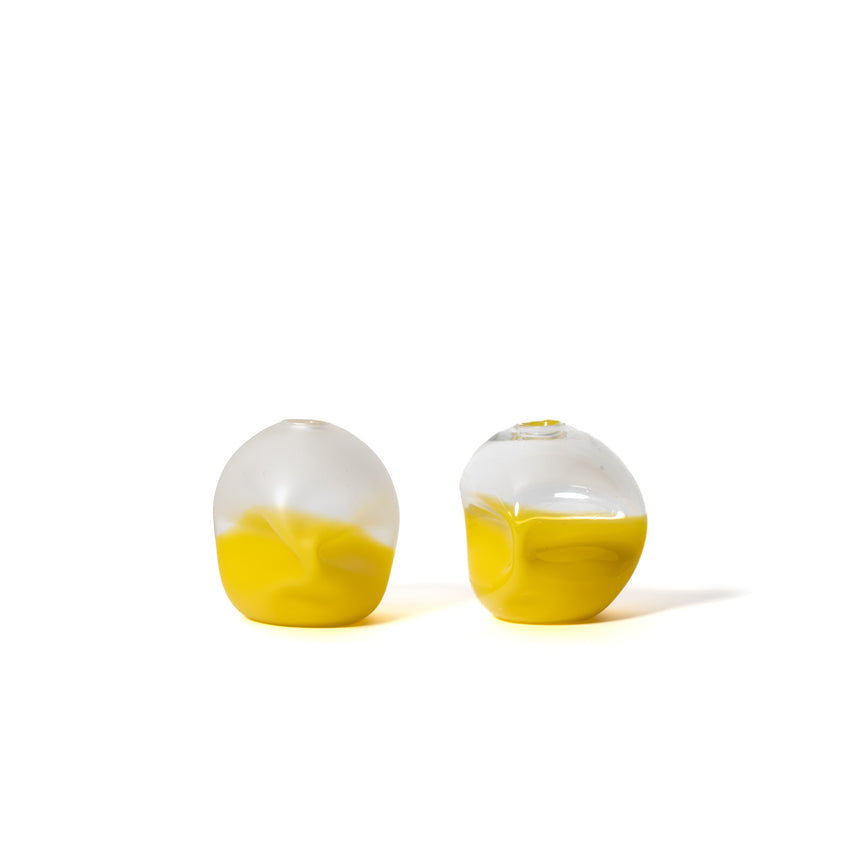 GoodBeast Design vase SPLASH BOTTOM PEBBLE Yellow ECO Hand Blown Glass in Vancouver Canada