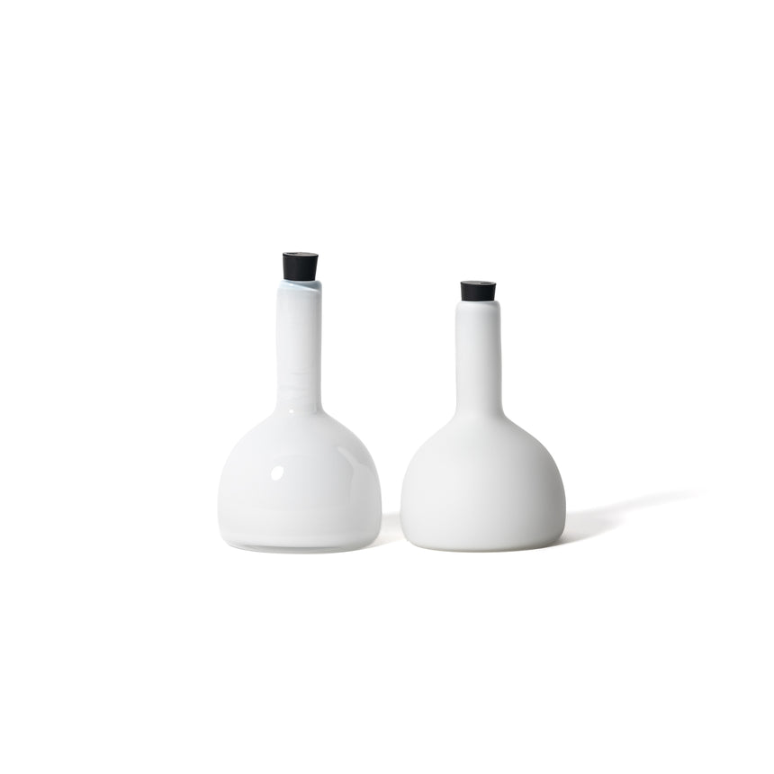 GoodBeast Design Vessel OIL BOTTLE White Hand Blown Glass in Vancouver Canada