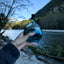 Goodbeast Vessel Steel Blue Pocket Flask Hand Blown Glass in Vancouver Canada