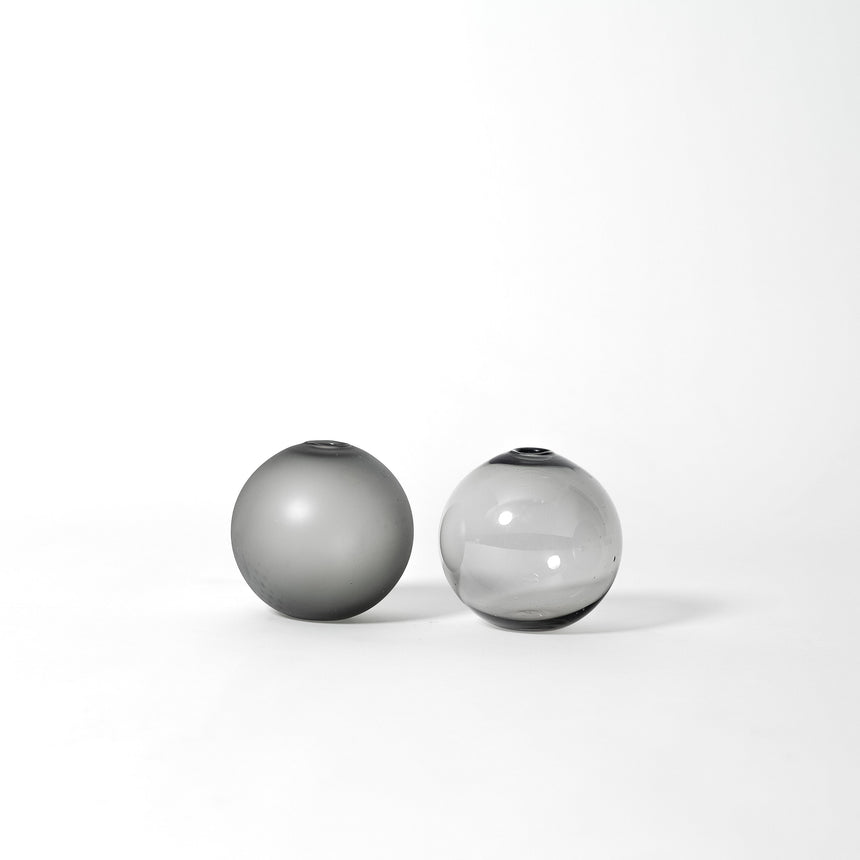 GoodBeast Design Bud Vase Light Grey / Gloss Round Bud Vases Hand Blown Glass in Vancouver Canada