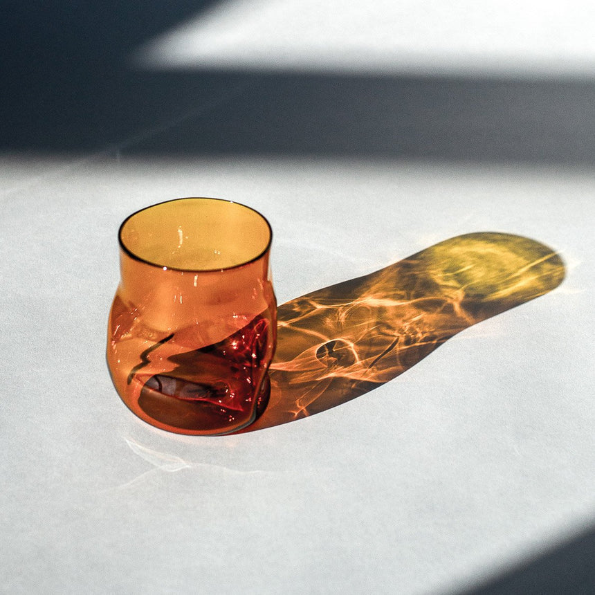 GoodBeast Design Glassware Amber Crushed Cup Hand Blown Glass in Vancouver Canada