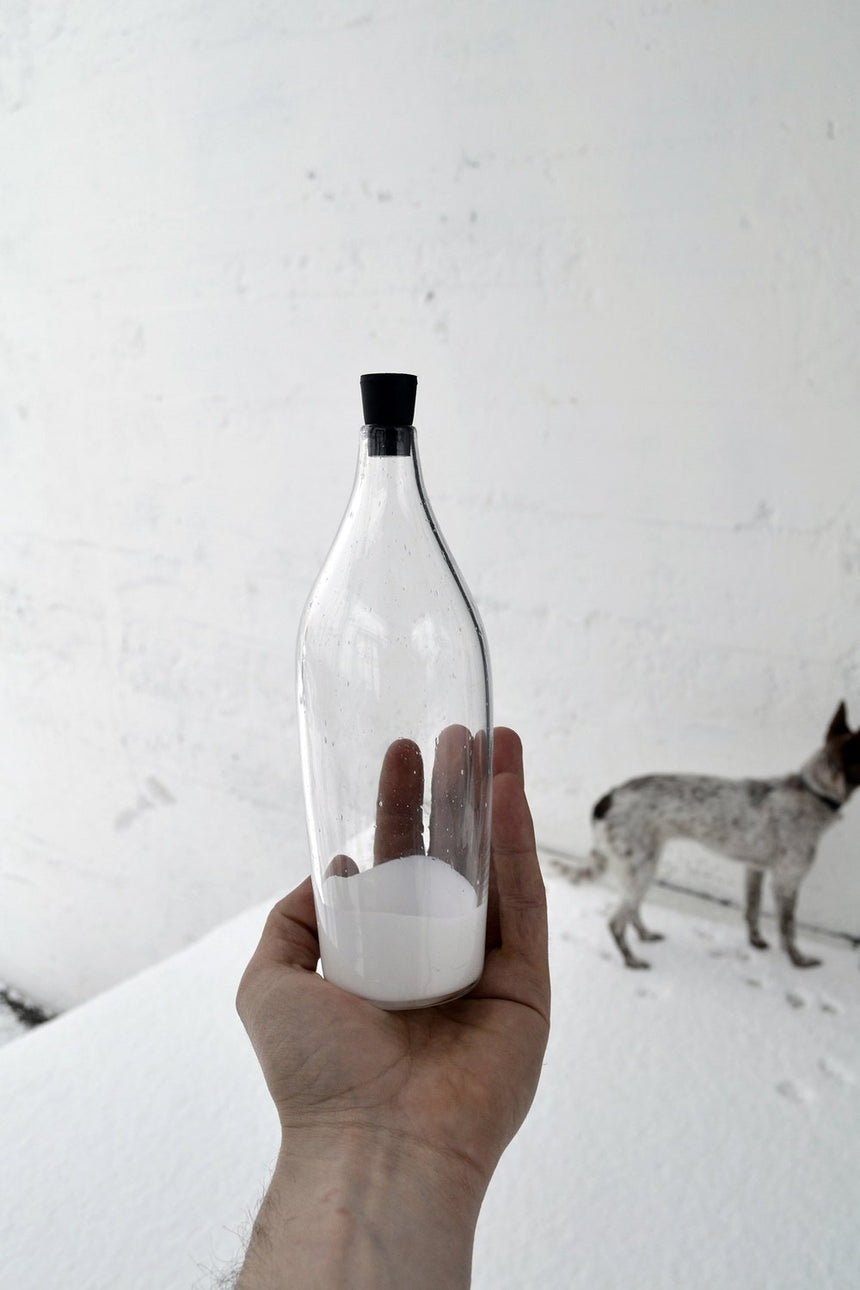 GoodBeast Design Glassware White Bottom Bottle Hand Blown Glass in Vancouver Canada