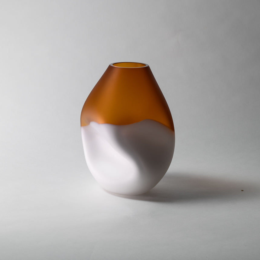 GoodBeast Design Vase 2 Tone Summit Vase | Amber & Opal Hand Blown Glass in Vancouver Canada