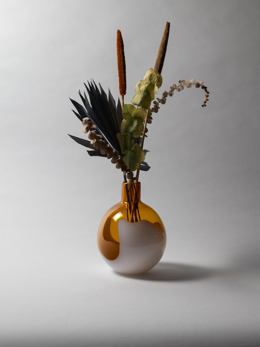 GoodBeast Design Vase Bomb Vase 1.0 | Amber & Opal Hand Blown Glass in Vancouver Canada