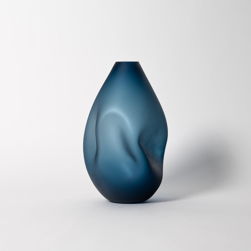 GoodBeast Design Vase Steel Blue / Matte Finish SUMMIT Series Vases Hand Blown Glass in Vancouver Canada